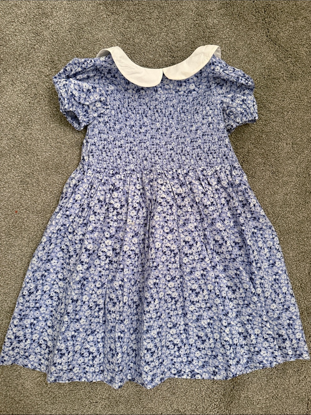 Janie and Jack Blue Floral Dress with White Peter Pan Collar